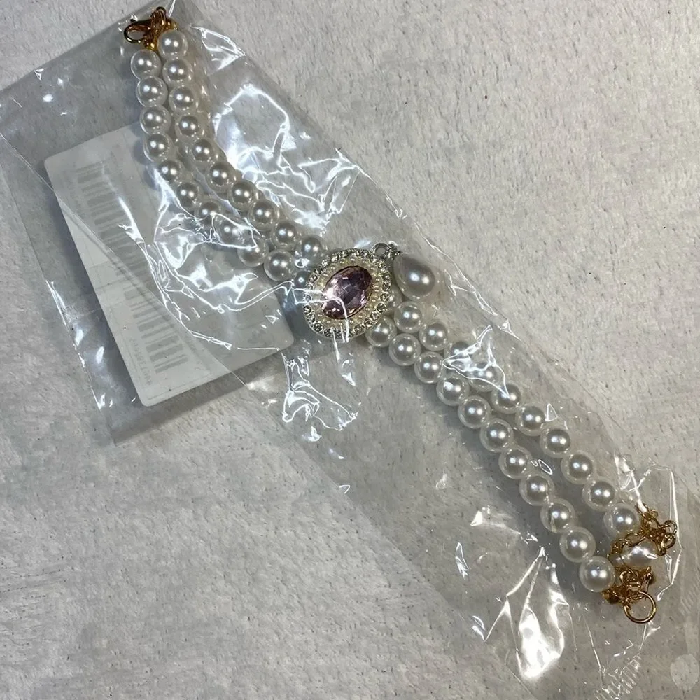 Fancy Pearl Dog Bling Necklace Collar